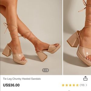 Tie leg chunky heeled sandal